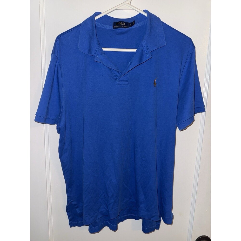 Polo Ralph Lauren Mens L Blue Short Sleeve Polo Golf Shirt